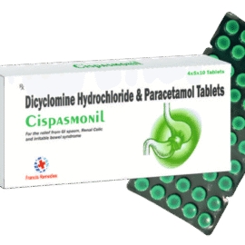 CISPASMONIL Table Dicyclomine HCL 20mg + Paracetamol 325mg